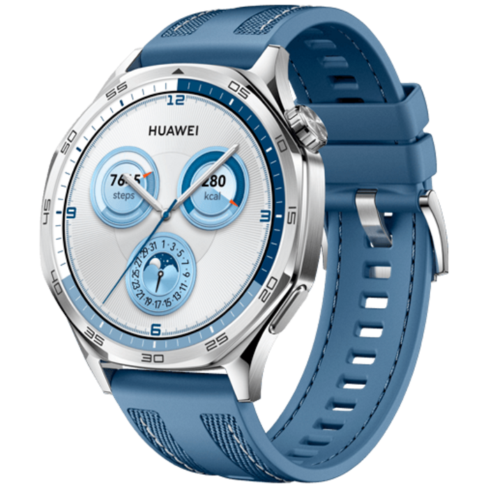 Huawei Huawei Watch GT 5 46mm Smartwatch - Zilver met Blauwe Textiel Band