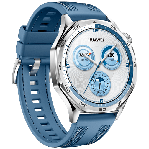 Huawei Huawei Watch GT 5 46mm Smartwatch - Zilver met Blauwe Textiel Band