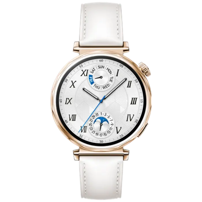Huawei Huawei Watch GT 5 41mm Smartwatch - Goud met Witte Leren Band