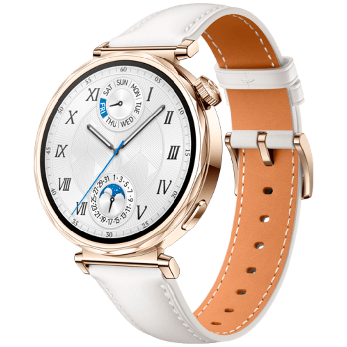 Huawei Huawei Watch GT 5 41mm Smartwatch - Goud met Witte Leren Band