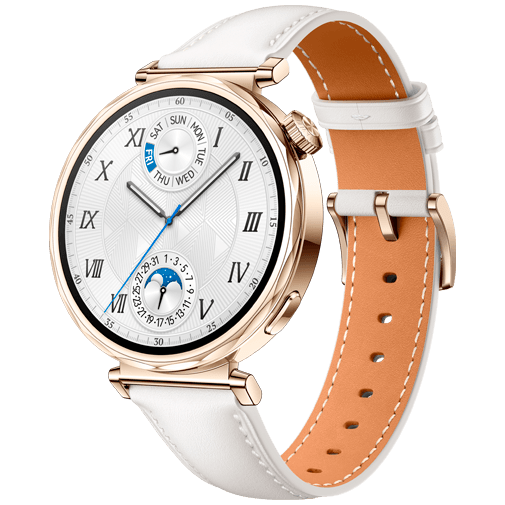 Huawei Huawei Watch GT 5 41mm Smartwatch - Goud met Witte Leren Band