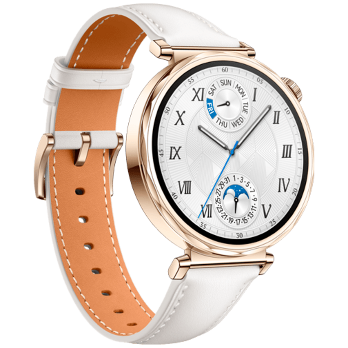 Huawei Huawei Watch GT 5 41mm Smartwatch - Goud met Witte Leren Band