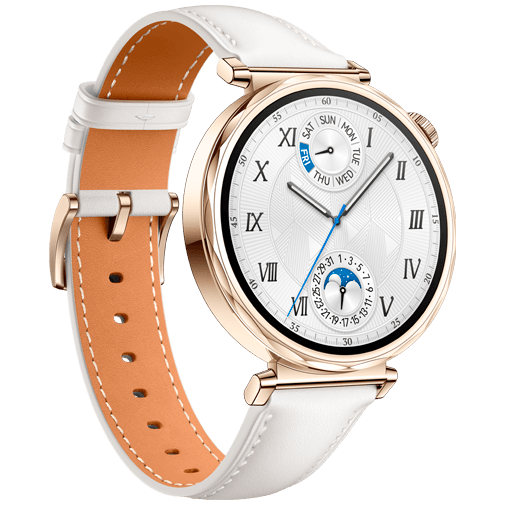 Huawei Huawei Watch GT 5 41mm Smartwatch - Goud met Witte Leren Band