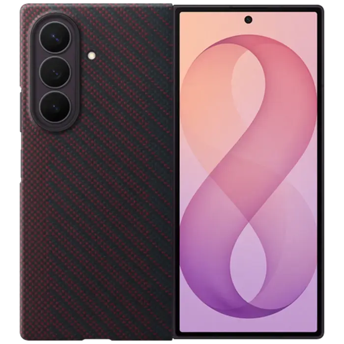 Samsung Samsung Galaxy Z Fold 8 Ultra Carbon Back Cover - Rood Magnetisch