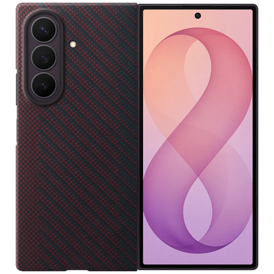 Samsung Samsung Galaxy Z Fold 8 Ultra Carbon Back Cover - Rood Magnetisch