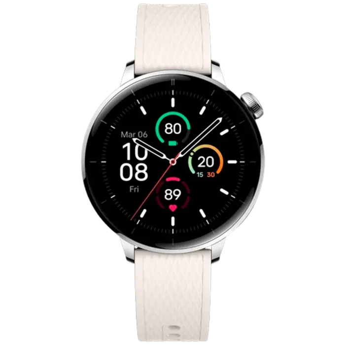 OnePlus OnePlus Watch 3 Smartwatch - 43mm - Zilver (Witte Rubberen Band)