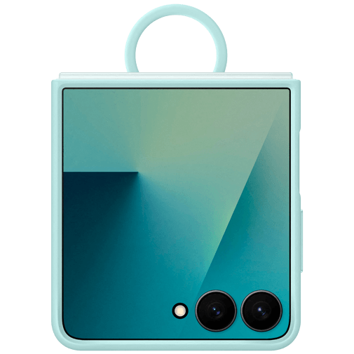 Samsung Samsung Galaxy Z Flip 7 Siliconen Back Cover met Ring - Mint