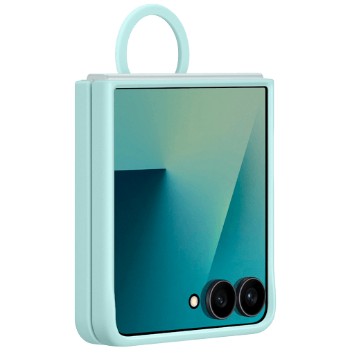 Samsung Samsung Galaxy Z Flip 7 Siliconen Back Cover met Ring - Mint