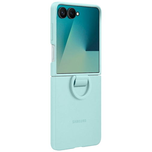 Samsung Samsung Galaxy Z Flip 7 Siliconen Back Cover met Ring - Mint