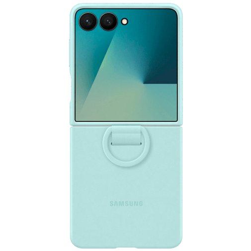 Samsung Samsung Galaxy Z Flip 7 Siliconen Back Cover met Ring - Mint