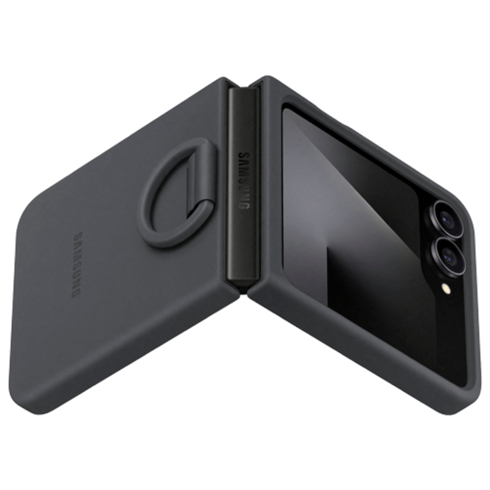 Samsung Samsung Siliconen Back Cover met Ring Zwart Galaxy Z Flip 6 / Flip 7 FE