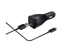 Samsung Samsung EP-LN920 Snelle Dual USB Autolader 2A met USB-C Kabel - Zwart