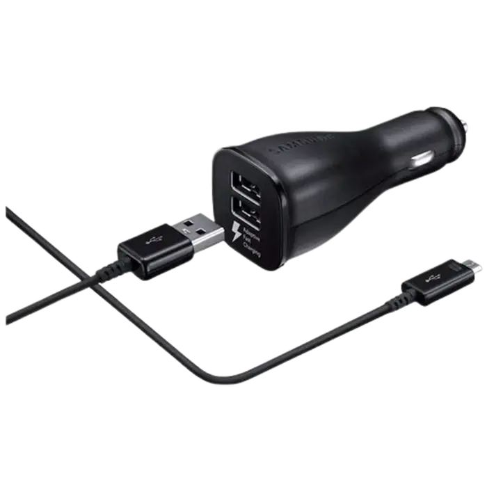 Samsung Samsung EP-LN920 Snelle Dual USB Autolader 2A met USB-C Kabel - Zwart