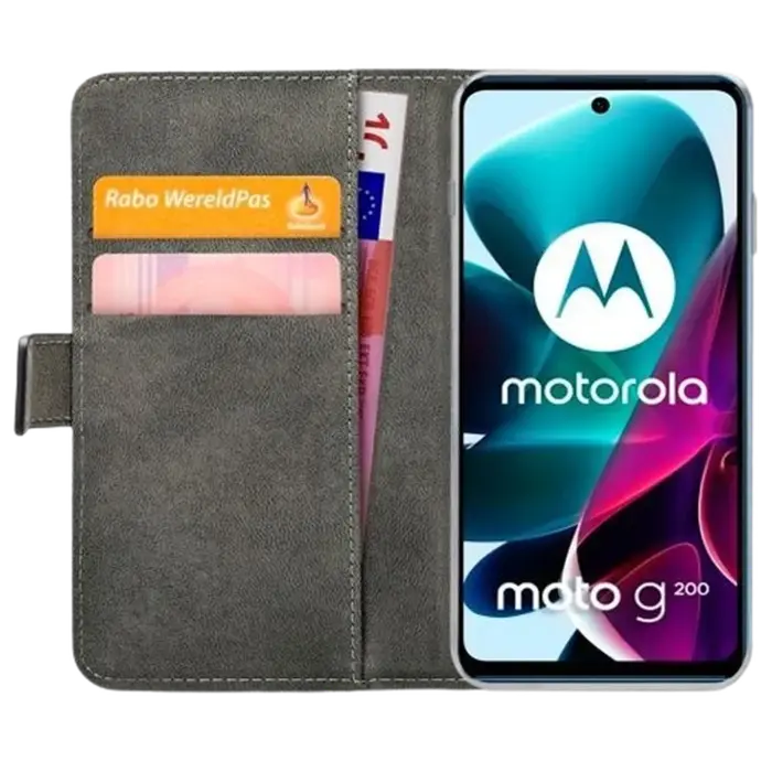 Mobilize Mobilize PU-lederen Book Case Motorola Moto G200 - Zwart