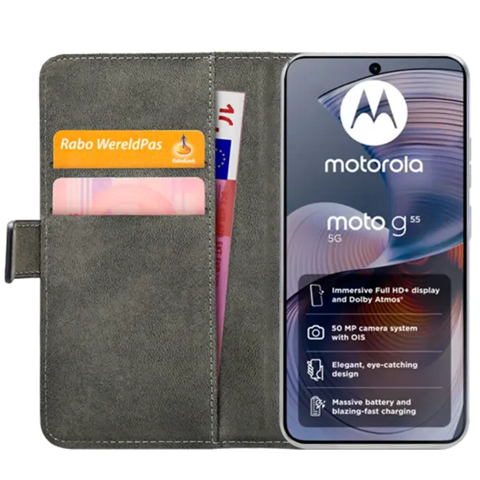 Mobilize Mobilize PU-leer Book Case Zwart voor Motorola Moto G55 5G