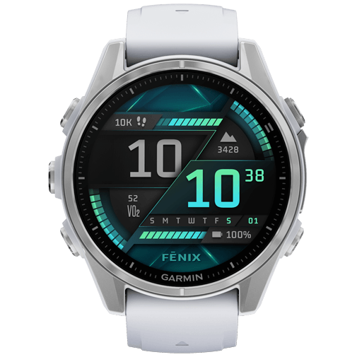 Garmin Garmin Fenix 8 Smartwatch - 43mm - AMOLED - Zilver met Witte Siliconenband