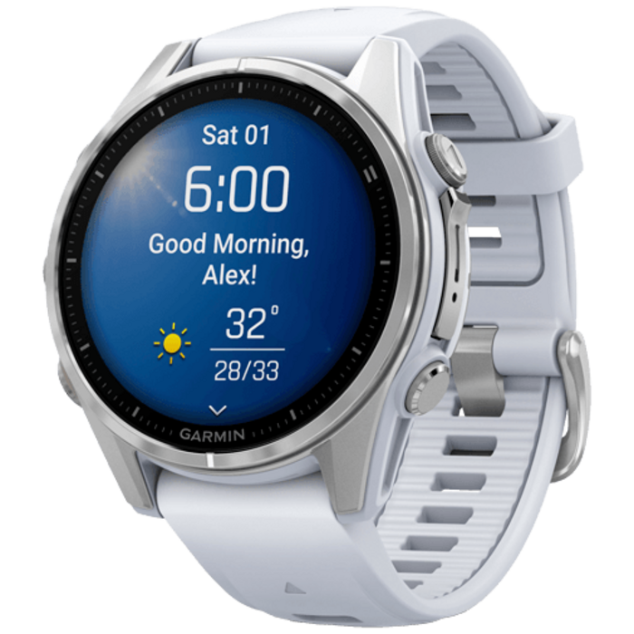 Garmin Garmin Fenix 8 Smartwatch - 43mm - AMOLED - Zilver met Witte Siliconenband