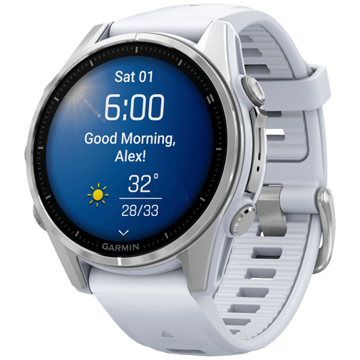 Garmin Garmin Fenix 8 Smartwatch - 43mm - AMOLED - Zilver met Witte Siliconenband