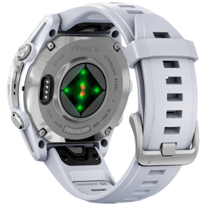 Garmin Garmin Fenix 8 Smartwatch - 43mm - AMOLED - Zilver met Witte Siliconenband