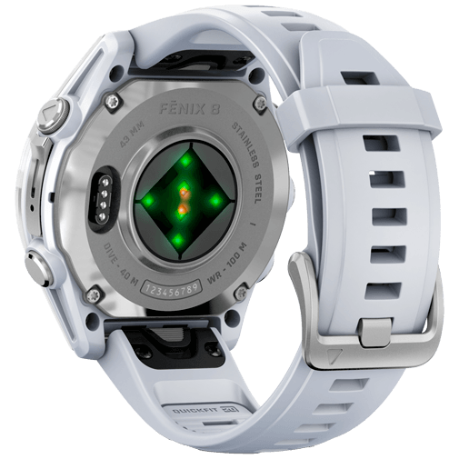 Garmin Garmin Fenix 8 Smartwatch - 43mm - AMOLED - Zilver met Witte Siliconenband