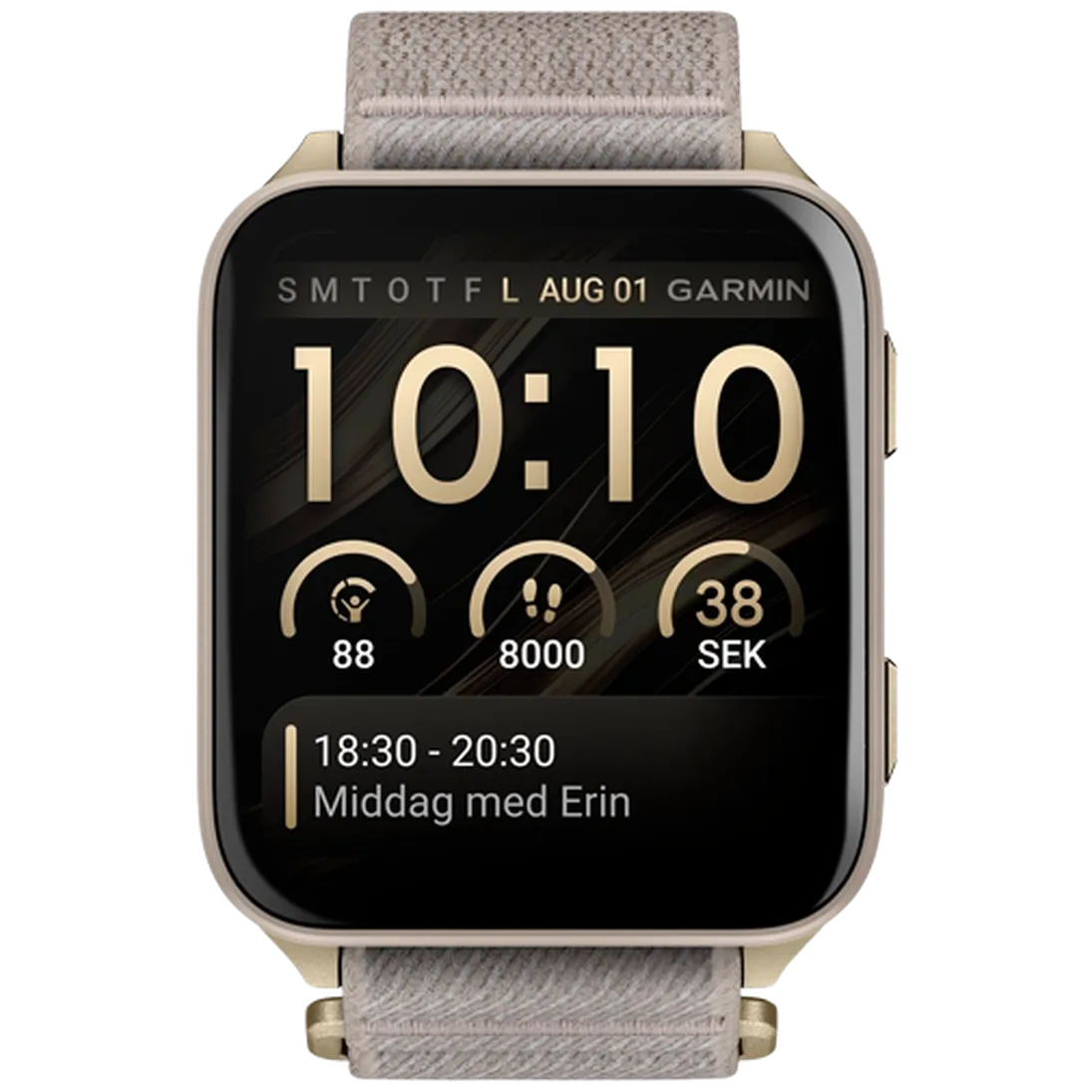 Garmin Garmin Venu X1 Smartwatch - Soft Gold met French Grey Nylon Band