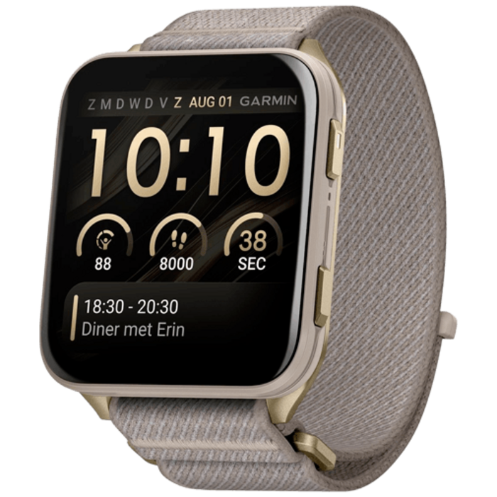 Garmin Garmin Venu X1 Smartwatch - Soft Gold met French Grey Nylon Band