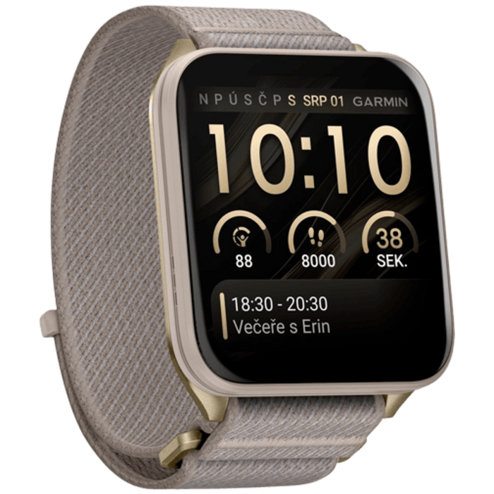 Garmin Garmin Venu X1 Smartwatch - Soft Gold met French Grey Nylon Band