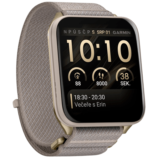 Garmin Garmin Venu X1 Smartwatch - Soft Gold met French Grey Nylon Band