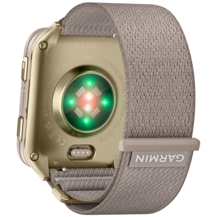 Garmin Garmin Venu X1 Smartwatch - Soft Gold met French Grey Nylon Band