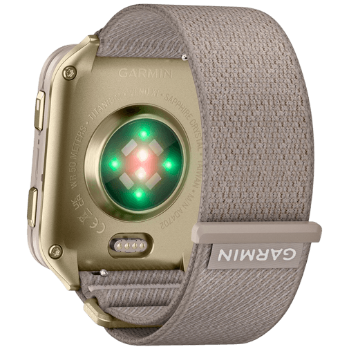 Garmin Garmin Venu X1 Smartwatch - Soft Gold met French Grey Nylon Band