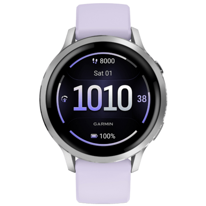 Garmin Garmin Venu 4 Smartwatch 41mm - Zilver met Paarse Siliconenband