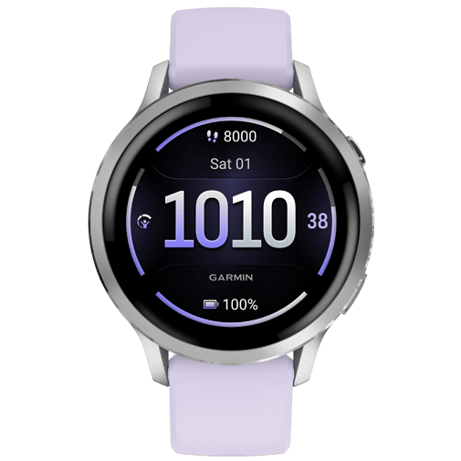 Garmin Garmin Venu 4 Smartwatch 41mm - Zilver met Paarse Siliconenband