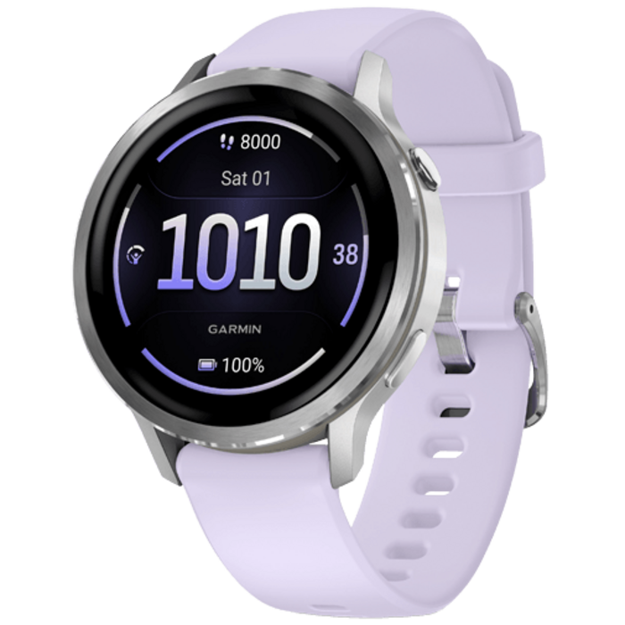 Garmin Garmin Venu 4 Smartwatch 41mm - Zilver met Paarse Siliconenband
