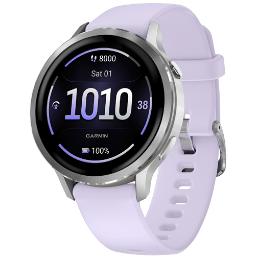 Garmin Garmin Venu 4 Smartwatch 41mm - Zilver met Paarse Siliconenband