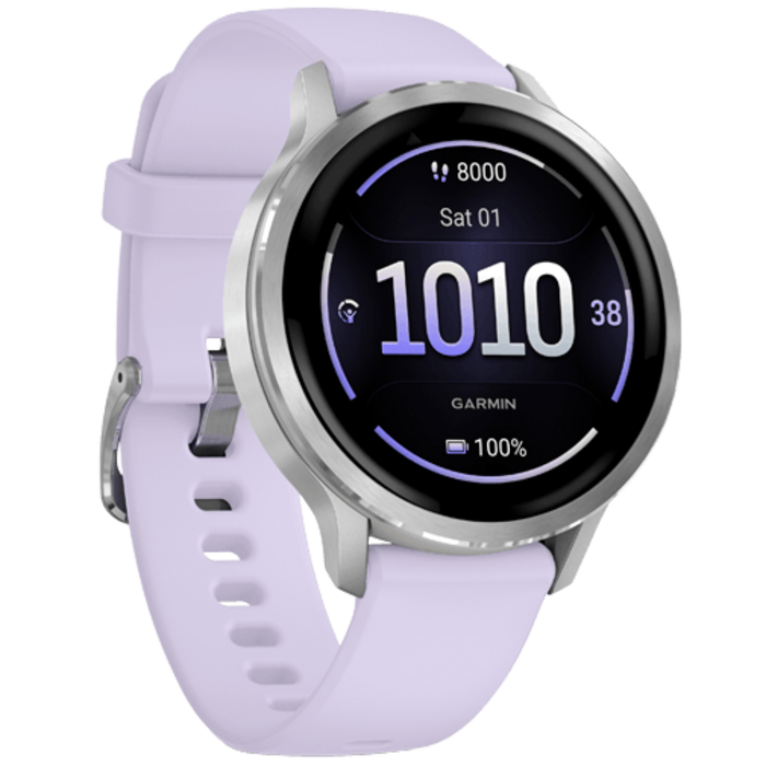 Garmin Garmin Venu 4 Smartwatch 41mm - Zilver met Paarse Siliconenband