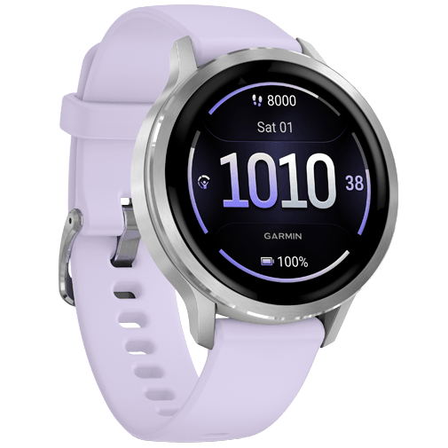 Garmin Garmin Venu 4 Smartwatch 41mm - Zilver met Paarse Siliconenband