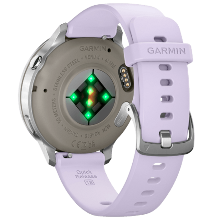 Garmin Garmin Venu 4 Smartwatch 41mm - Zilver met Paarse Siliconenband