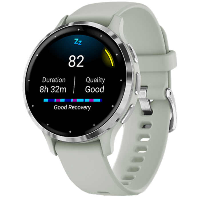 Garmin Garmin Venu 3S Smartwatch - Zilver met Saliegrijze Siliconenband