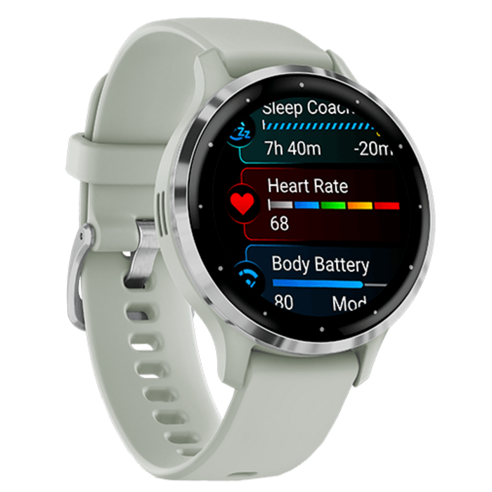 Garmin Garmin Venu 3S Smartwatch - Zilver met Saliegrijze Siliconenband