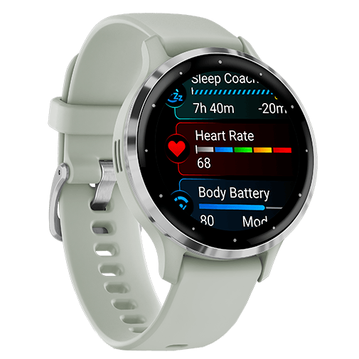 Garmin Garmin Venu 3S Smartwatch - Zilver met Saliegrijze Siliconenband