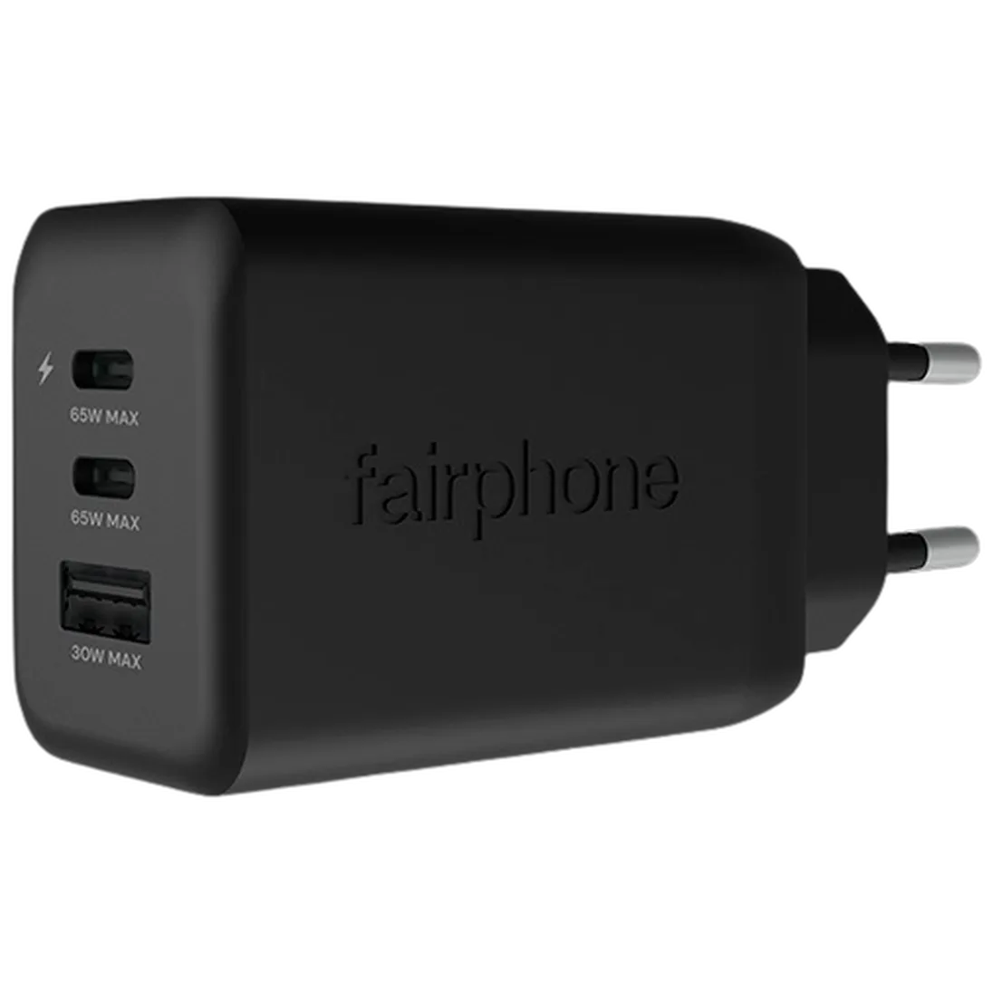 Fairphone Fairphone 65W Triple-Port Snellader - GaN USB-C & USB-A - Zwart