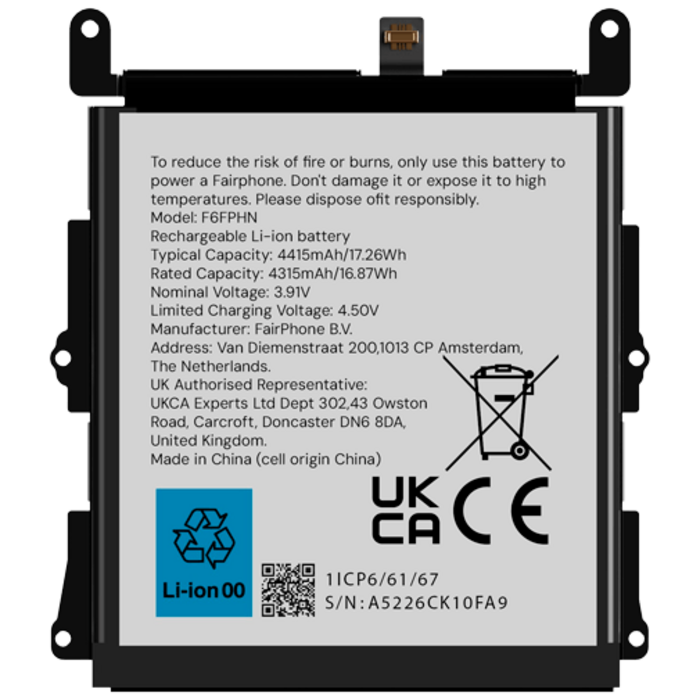 Fairphone Originele Fairphone 6 Batterij (4415 mAh) - F6BATT-1ZW-WW1