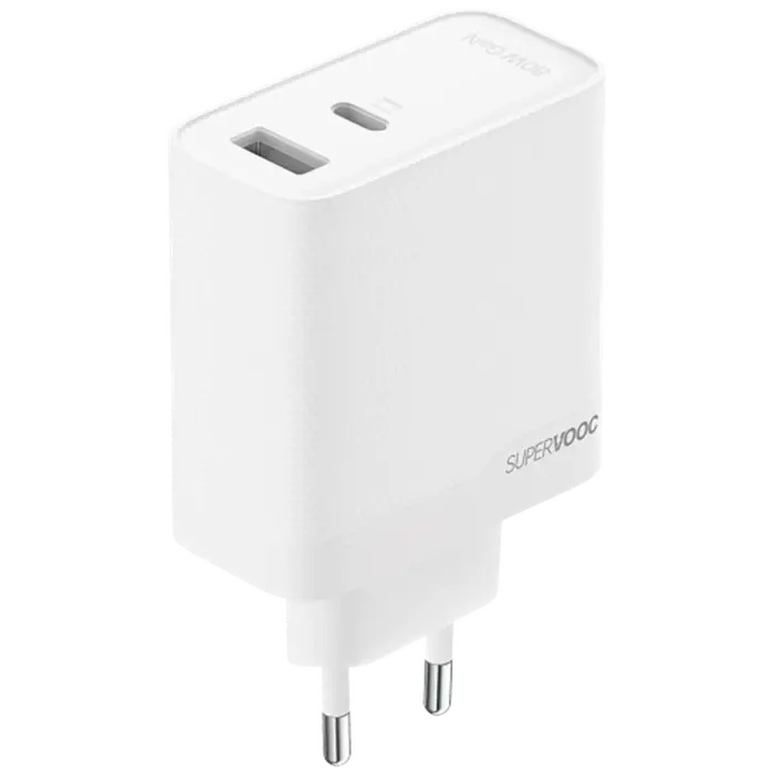 Oppo OPPO SuperVOOC Dual Port Snellader 80W - USB-C & USB-A - Wit