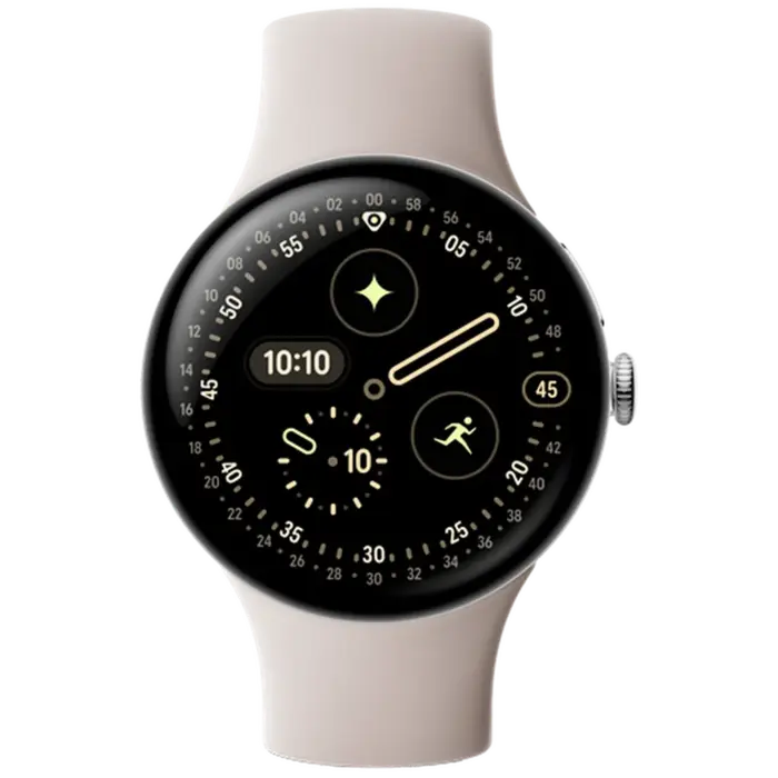 Google Google Pixel Watch 4 (45mm) Smartwatch - Zilver / Beige Sportband