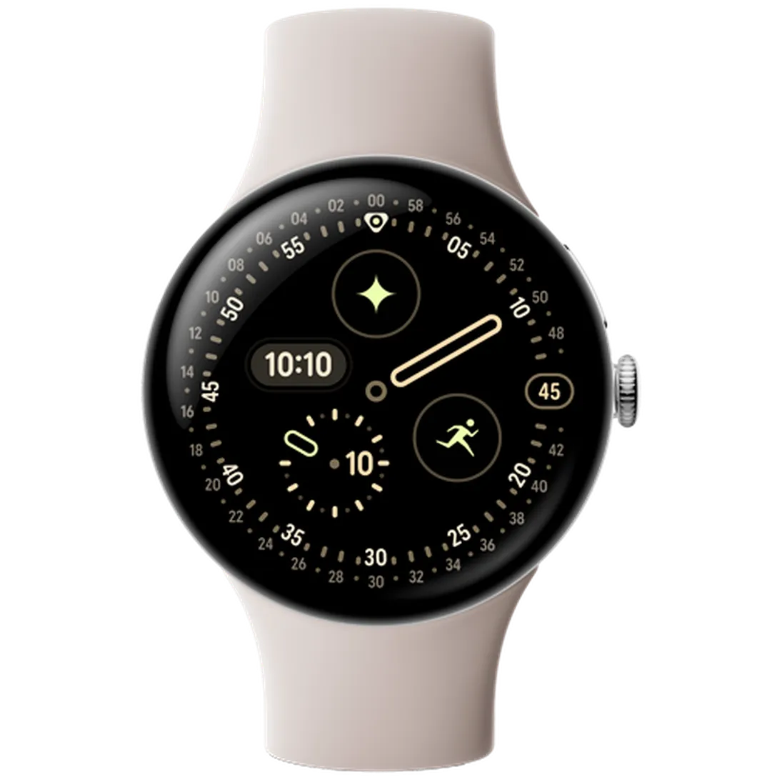 Google Google Pixel Watch 4 (45mm) Smartwatch - Zilver / Beige Sportband