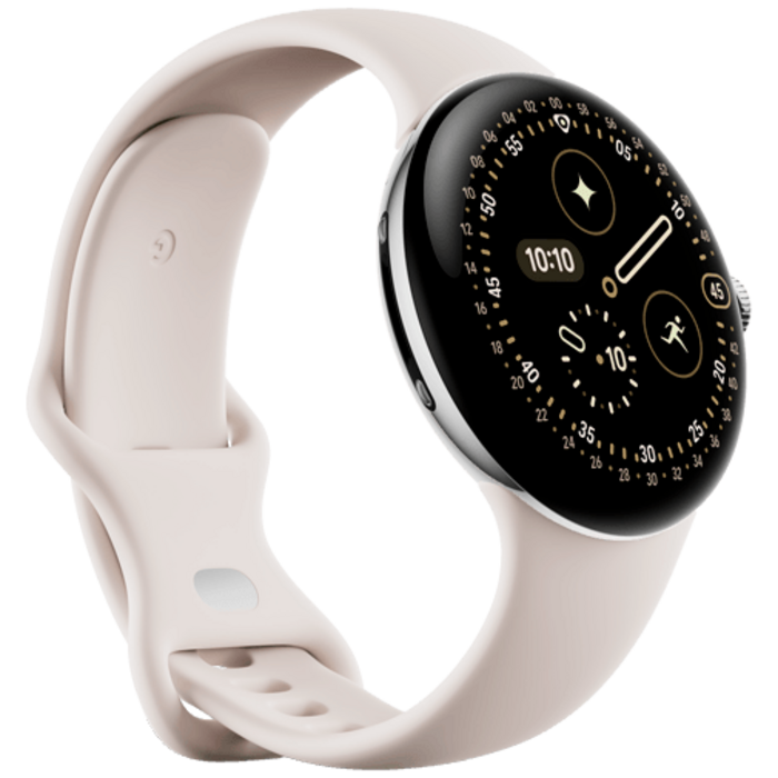 Google Google Pixel Watch 4 (45mm) Smartwatch - Zilver / Beige Sportband
