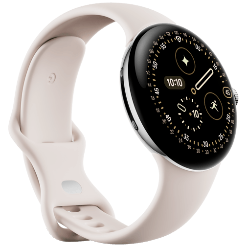 Google Google Pixel Watch 4 (45mm) Smartwatch - Zilver / Beige Sportband