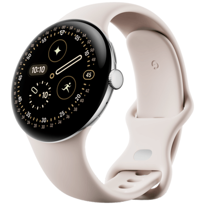 Google Google Pixel Watch 4 (45mm) Smartwatch - Zilver / Beige Sportband