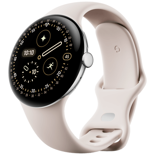 Google Google Pixel Watch 4 (45mm) Smartwatch - Zilver / Beige Sportband