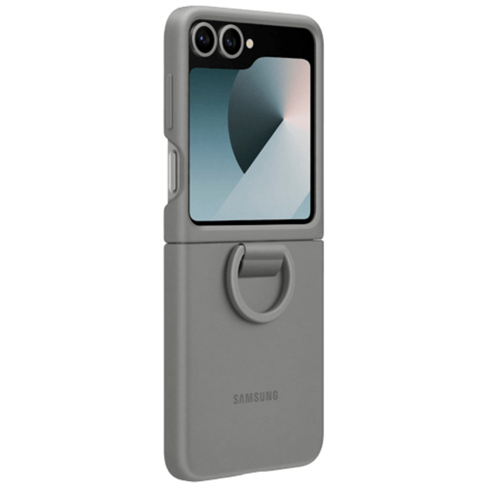 Samsung Samsung Galaxy Z Flip 6 Siliconen Hoesje met Ring - Grijs